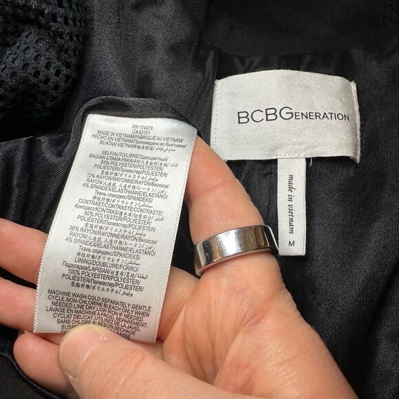 BCBGeneration Medium Open Front Women’s Hoodie Mesh Panel Solid Black EUC - Picture 7 of 12